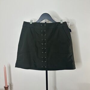 Express Olive Lace-Up Mini Skirt
